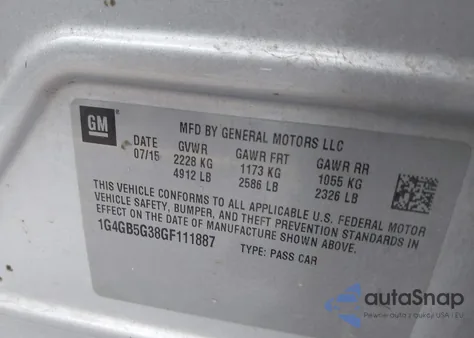 2016 Buick Lacrosse Leather из США, поврежденный, VIN 1G4GB5G38GF111887